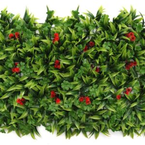 artificial green wall red flowers