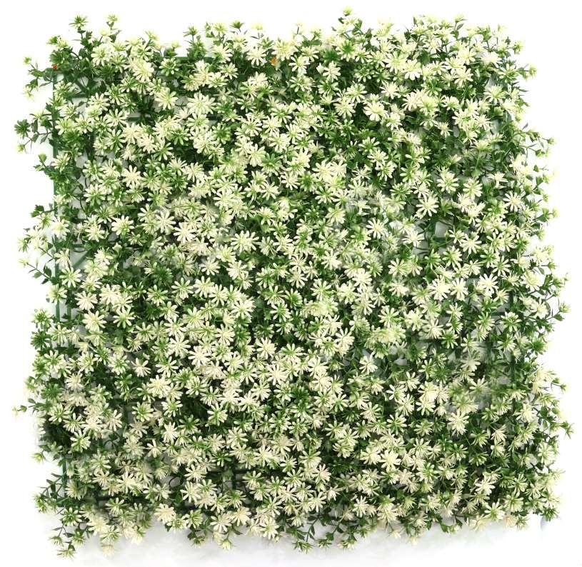 white flower green wall decoration